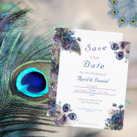 Pauw Florale Thema Save The Date Uitnodiging