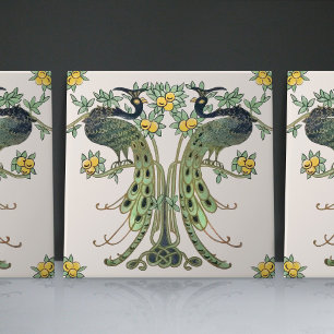 Pauw & Fruit Ontwerp door Mabel C. Dibble Art Deco Tegeltje