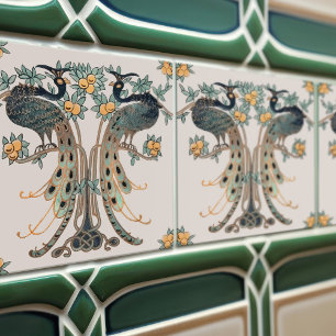 Pauw & Fruit Ontwerp door Mabel C. Dibble Art Deco Tegeltje