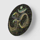 pauw geveegd om zwart op zwarte muurklok ronde klok (Hoek)