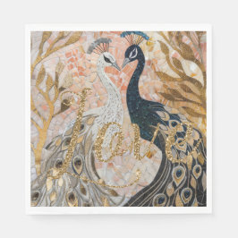 Pauw Goud Glitter Liefde Blush Roos Servet