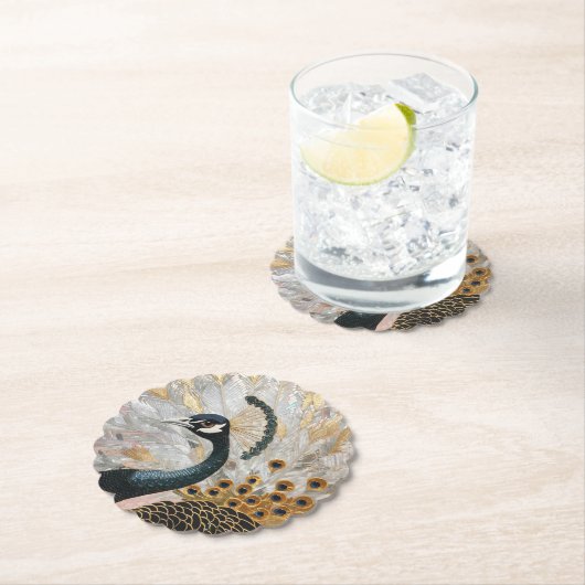  Pauw Gouden Kerst Kartonnen Onderzetters (Insitu)