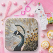 Pauw Gouden Kerst Papieren Bordje (Feest)