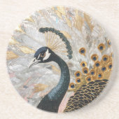 Pauw Gouden Kerst Zandsteen Onderzetter (Voorkant)