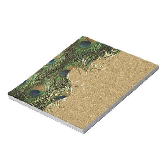 Pauw Gouden Wervelende Sierlijst Sjabloon Notitieblok (Linkerzijde)