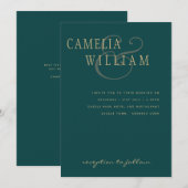 Pauw Groen Gouden Ampersand Trouw Uitnodiging (Voorkant / Achterkant)