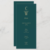 Pauw Groen Gouden Trouw Monogram Menu (Voorkant / Achterkant)