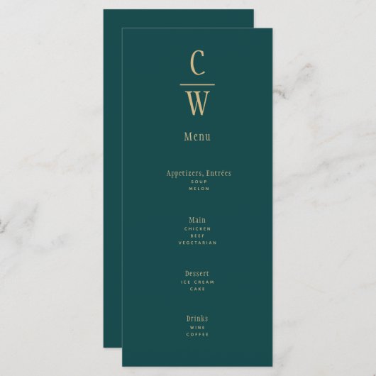 Pauw Groen Gouden Trouw Monogram Menu (Voorkant / Achterkant)