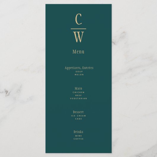 Pauw Groen Gouden Trouw Monogram Menu (Voorkant)