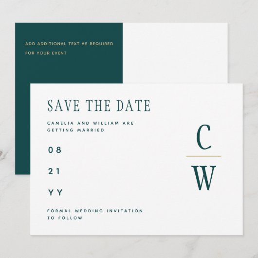 Pauw Groen Gouden Trouw SAVE THE DATE  (Voorkant / Achterkant)