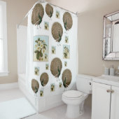 pauw groen witte bloemen douche gordijn (In situ)