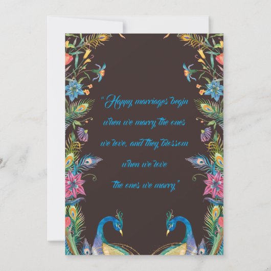 Pauw hen trouw uitnodiging (Achterkant)