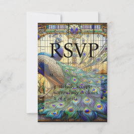 Pauw huwelijksaanmelding gebrandschilderd glas RSV RSVP Kaartje