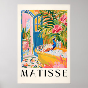 Pauw in badkuip kunstprint Funny Mid-Century Poster