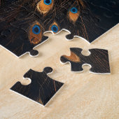Pauw in blauw en goud legpuzzel (Zijkant)