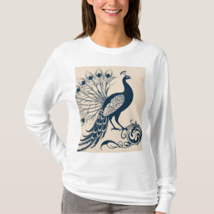 Pauw in bloei: Art Nouveau stijl T-shirt