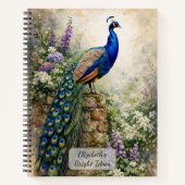 Pauw in bloementuin notitieboek (Voorkant)