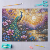 Pauw in bloemrijke landschap tissuepapier (Craft)