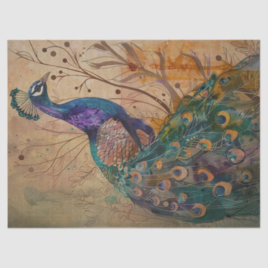 Pauw in de Bossen Decoupage Tissuepapier (Voorkant)