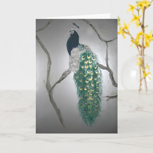 Pauw in de ochtend kaart (Gele Bloem)