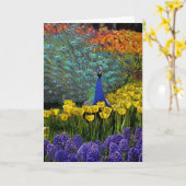 Pauw in de tulpen kaart (Gele Bloem)