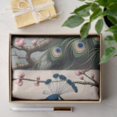 Pauw in een Cherry Blossom Tree Decoupage Tissuepapier (Geschenk)