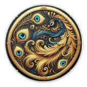 Pauw in een Lijst Keramische Knop (Voorkant)
