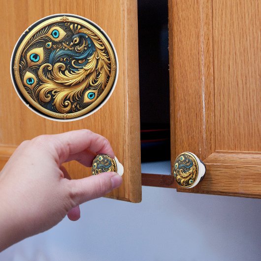 Pauw in een Lijst Keramische Knop