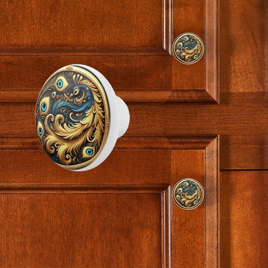 Pauw in een Lijst Keramische Knop