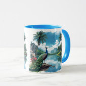  pauw in een tropisch paradijs mok (Voorkant rechts)