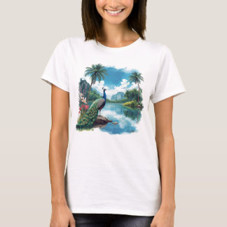  pauw in een tropisch paradijs t-shirt