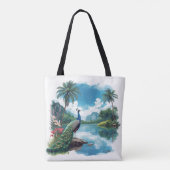  pauw in een tropisch paradijs tote bag (Achterkant)