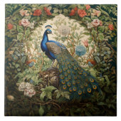  pauw in een William Morris Garden Tegeltje (Voorkant)