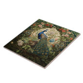  pauw in een William Morris Garden Tegeltje (Zijkant)