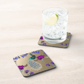 pauw in goud bier onderzetter (Rechterzijde)