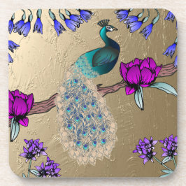 pauw in goud bier onderzetter