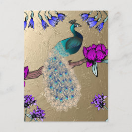 pauw in goud briefkaart