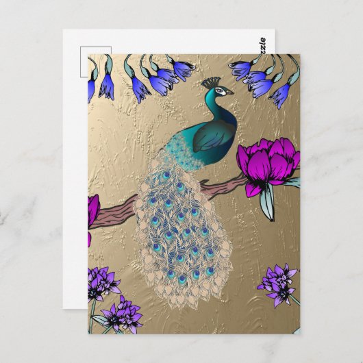 pauw in goud briefkaart (Voorkant / Achterkant)