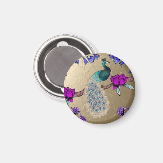 pauw in goud magneet (Voorkant / Achterkant)