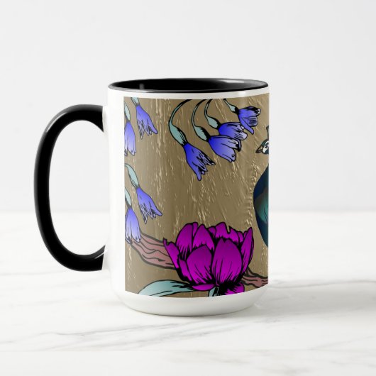 pauw in goud mok (Links)