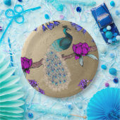 pauw in goud papieren bordje (Feest)