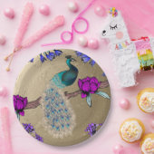 pauw in goud papieren bordje (Feest)