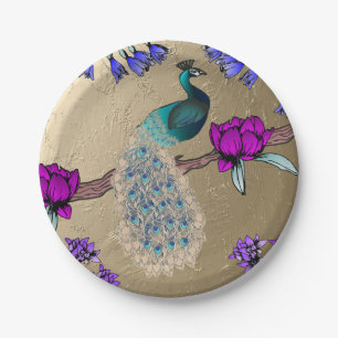 pauw in goud papieren bordje