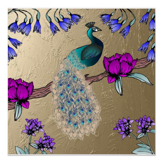 pauw in goud perfect poster (Voorkant)