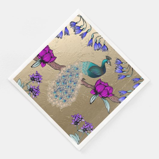 pauw in goud servet (Hoek)