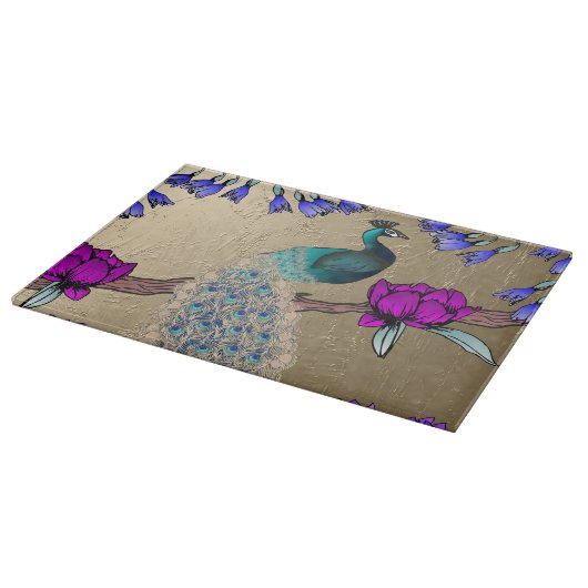 pauw in goud snijplank (Hoek)