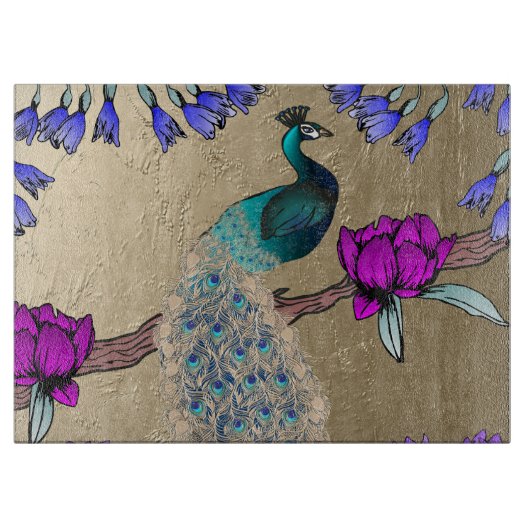 pauw in goud snijplank (Voorkant)