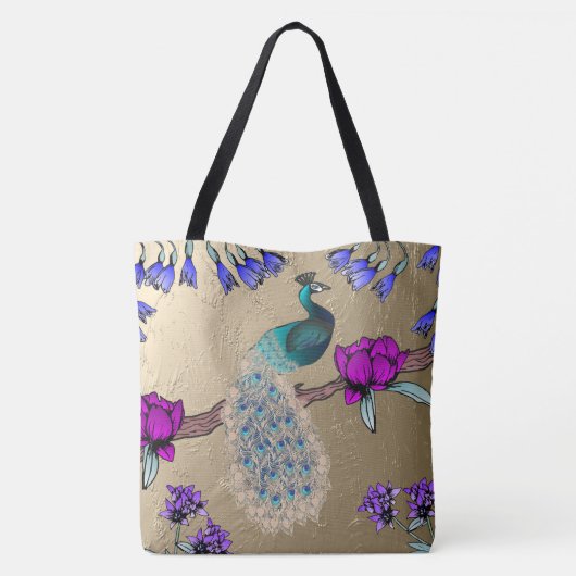 pauw in goud tote bag (Achterkant)