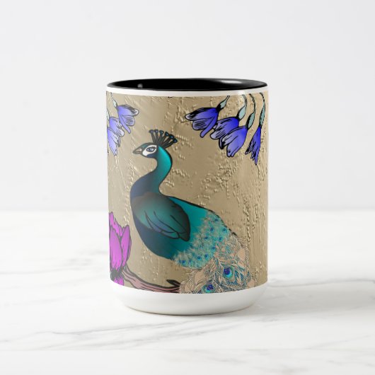 pauw in goud tweekleurige koffiemok (Center)