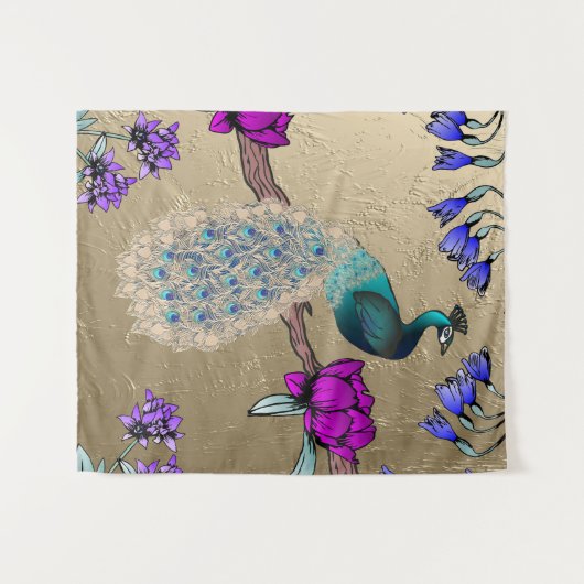 pauw in goud wandkleed (Voorkant (horizontaal))